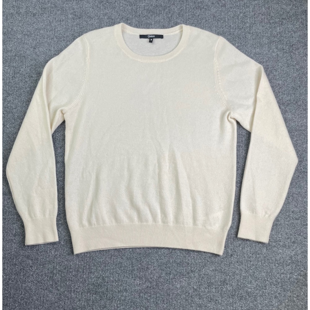 Quince‎ Sweater Womens M Cream 100% Cashmere Crewneck Long Sleeve Knit Pullover